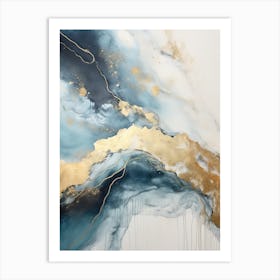 Gold And Blue Abstract Painting 5 Art Print