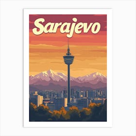 Aihrgdesign A Retro Travel Poster For Sarajevo 1 Art Print