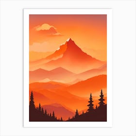 Misty Mountains Vertical Composition In Orange Tone 88 Art Print