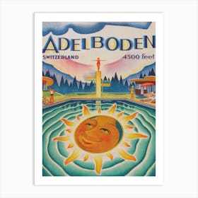 Adelboden Switzerland Vintage Travel Poster Art Print