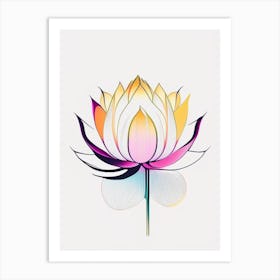 Lotus Flower, Buddhist Symbol Abstract Line Drawing 4 Art Print
