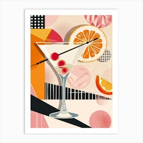 Art Deco Fruity Orange & Cranberry Cocktail 3 Art Print