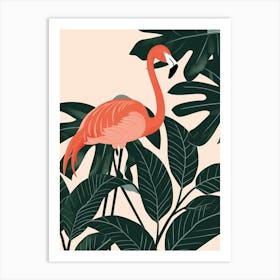 Chilean Flamingo Philodendrons Minimalist Illustration 1 Art Print