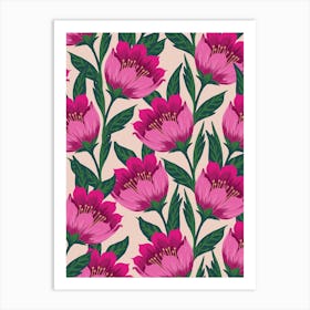 Pink Flowers Art Print Art Print