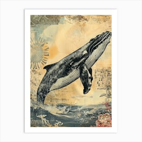 Vintage Whale Kitsch Collage 1 Art Print
