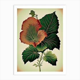 Hibiscus Leaf Vintage Botanical 2 Art Print