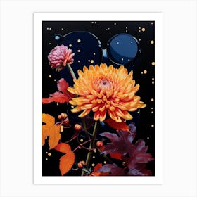 Surreal Florals Asters 5 Flower Painting Art Print