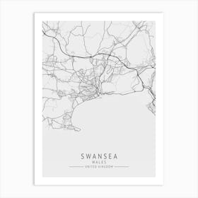 Swansea United Kingdom Map Art Print