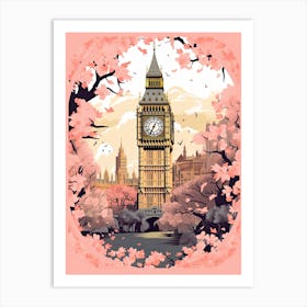 Big Ben, London   Cute Botanical Illustration Travel 7 Art Print