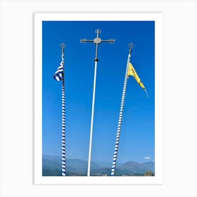 Flags Of Greece Art Print