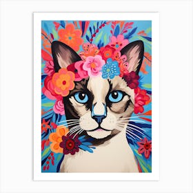 Balinese Cat With A Flower Crown Painting Matisse Style 2 Art Print