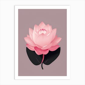 A Pink Lotus In Minimalist Style Vertical Composition 31 Art Print