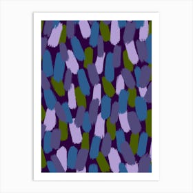 Purple And Green Brush Strokes Art Print