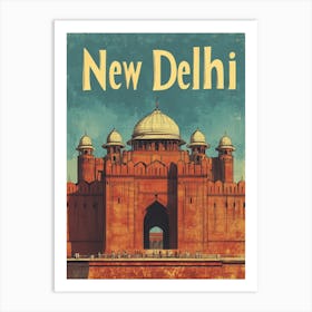 Aihrgdesign A Retro Travel Poster For New Delhi 3 Art Print