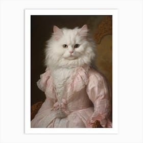 White Medieval Cat Rococo Style 4 Art Print