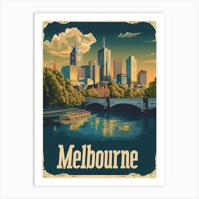 Aihrgdesign A Retro Travel Poster For Melbourne Featuring The Cac98e4a 56f6 42b0 B50c 64c267869954 2 Art Print