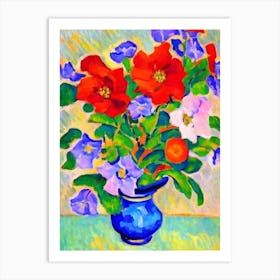 Canterbury Bell Floral Abstract Block Colour Flower Art Print