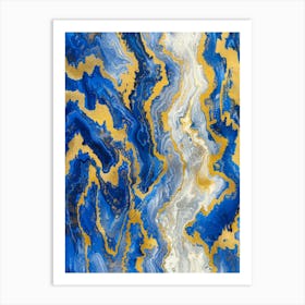 Blue And Gold Abstract Painting 7 Art Print