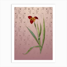 Vintage Tiger Flower Botanical on Dusty Pink Pattern n.1349 Art Print