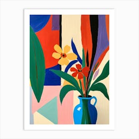 Flowers In A Blue Vase Art Print