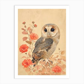 Spectacled Owl Japanese Painting 2 Art Print