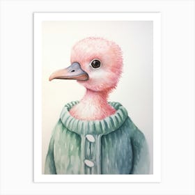 Baby Animal Watercolour Flamingo Art Print
