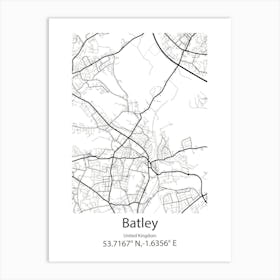 Batley,United Kingdom Minimalist Map Poster