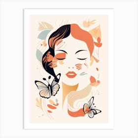 Woman'S Face With Butterflies Art Print