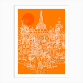 Paris! (Orange) Art Print