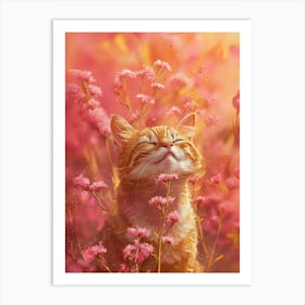 Cat In Flowers Art Print