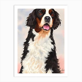 American Water Spaniel 2 Watercolour Dog Art Print