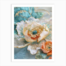 Embroidered Flowers 20 Art Print