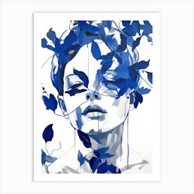 Blue Leaves 1 Art Print