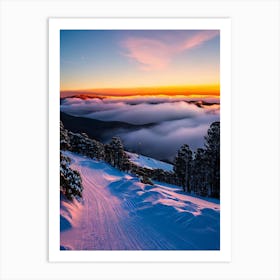 Thredbo, Australia Sunrise Skiing Poster Art Print
