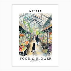 Food Market With Cats In Kyoto 2 Poster Art Print