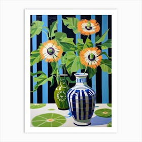 Flowers In A Vase Still Life Painting Passionflower 2 Art Print
