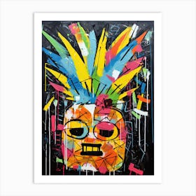 Urban Flavor: Pineapple Street Art Basquiat style Art Print