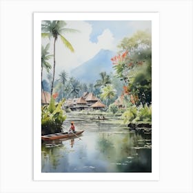 Tirta Gangga Indonesia Watercolour Painting 1 Art Print