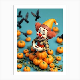 Clown Figure With Pumpkins - Diverse Art Illustration 42 Art Print