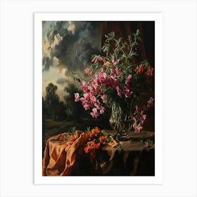 Baroque Floral Still Life Sweet Pea 3 Art Print