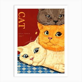 Cat happy Art Print