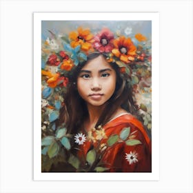 Girl With Flowers 5 Art Print