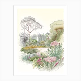 Royal Botanic Gardens, Melbourne, Australia Vintage Pencil Drawing Art Print