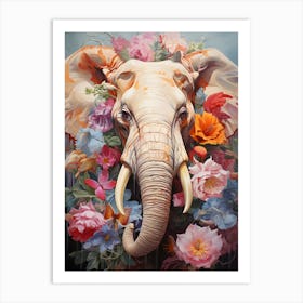 Elephant With Flowers 1 Art Print