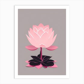 A Pink Lotus In Minimalist Style Vertical Composition 44 Art Print