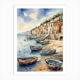 Boats On The Beach Art Print