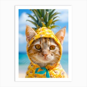 Pineapple Cat Art Print