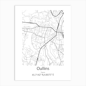 Oullins,France Minimalist Map Art Print