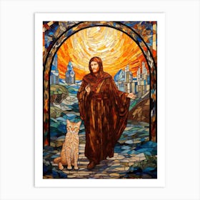 Monk & Cat Mosaic Art Print