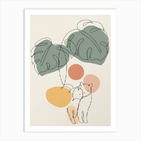 Cats And Leaves Art Print